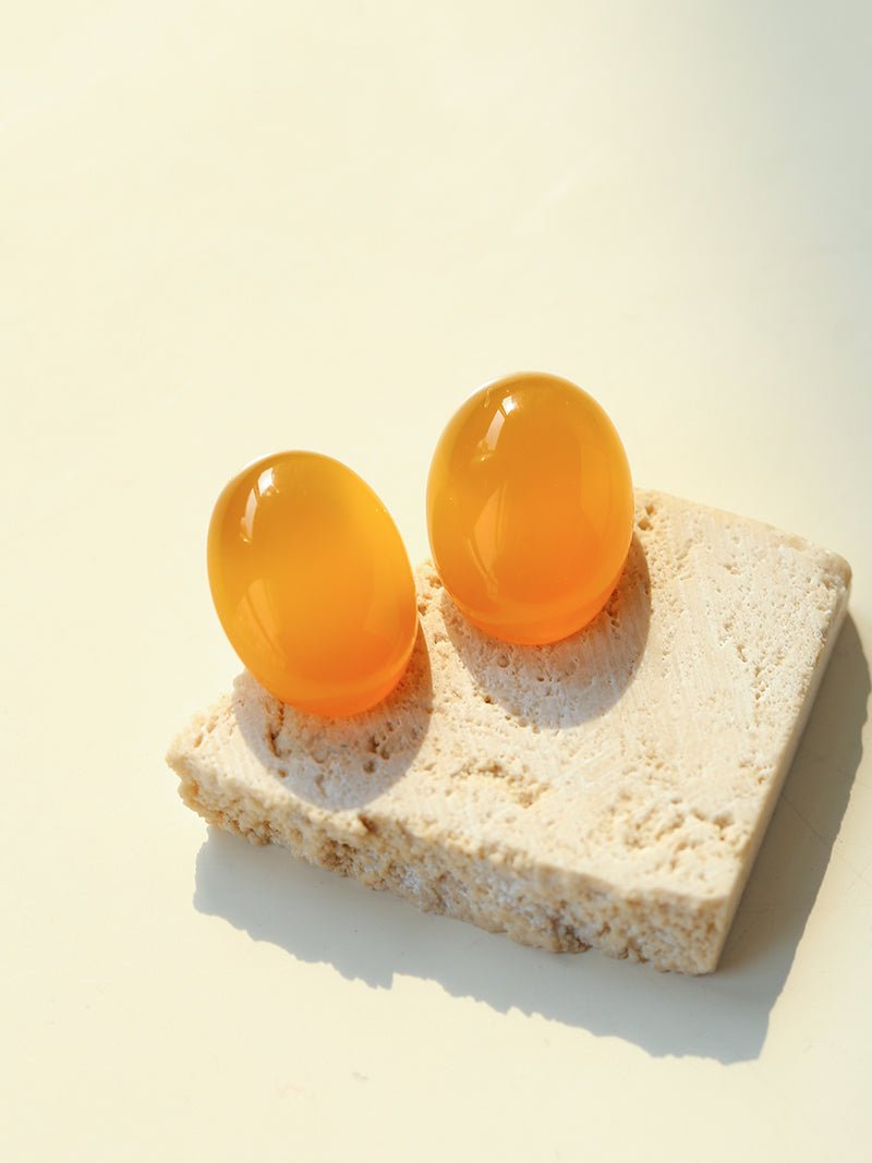 Oval Geometric Agate Stud Earrings - floysun