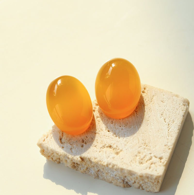 Oval Geometric Agate Stud Earrings - floysun