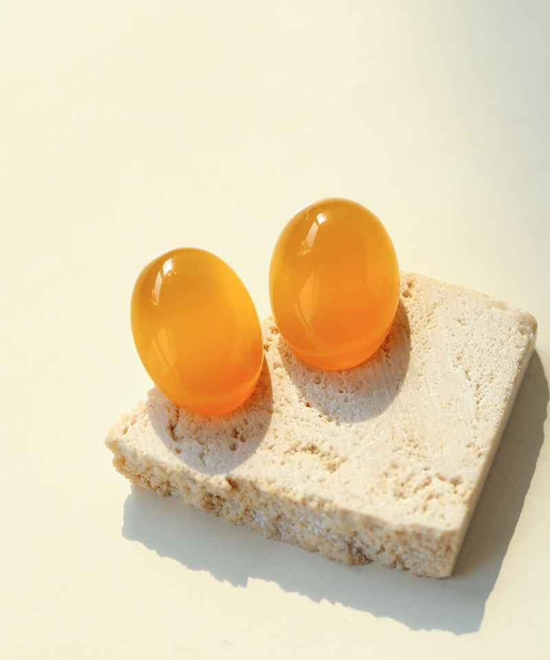 Oval Geometric Agate Stud Earrings - floysun