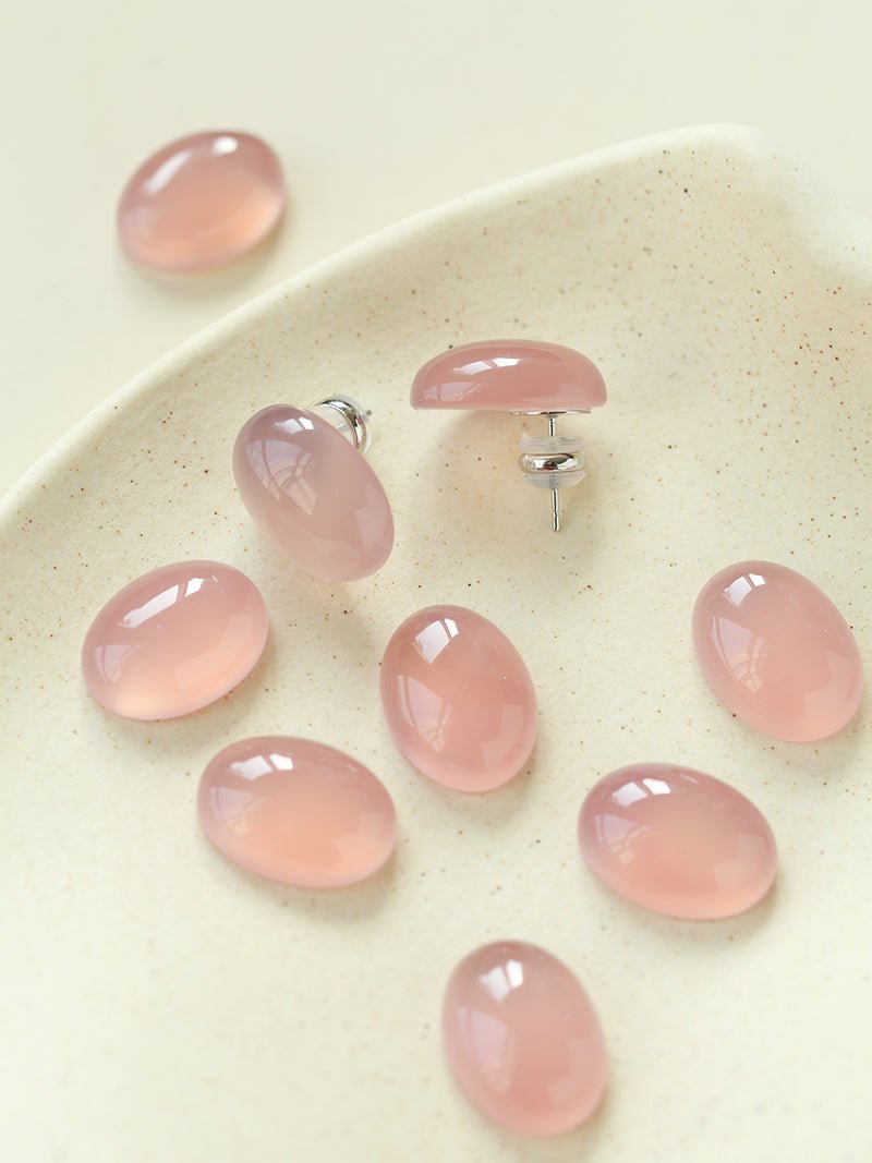 Oval Geometric Agate Stud Earrings - floysun