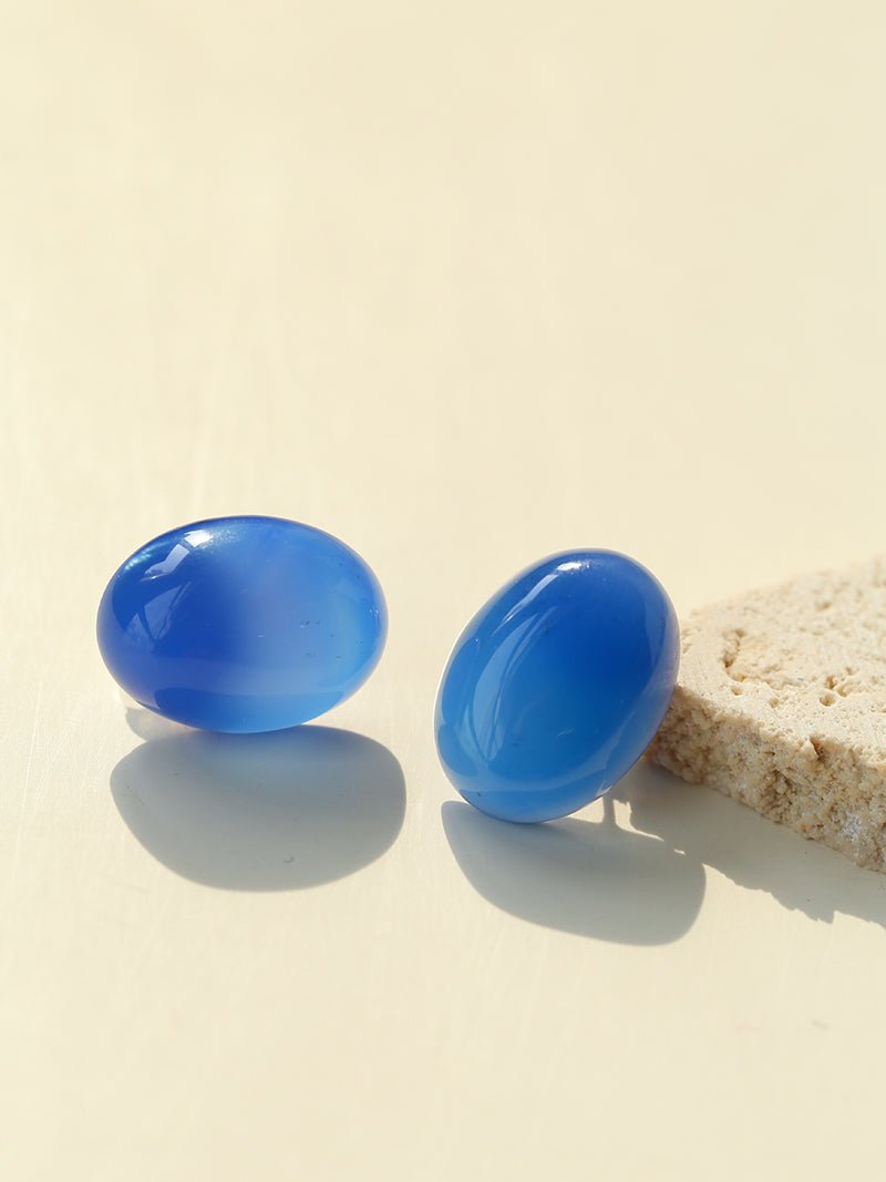 Oval Geometric Agate Stud Earrings - floysun