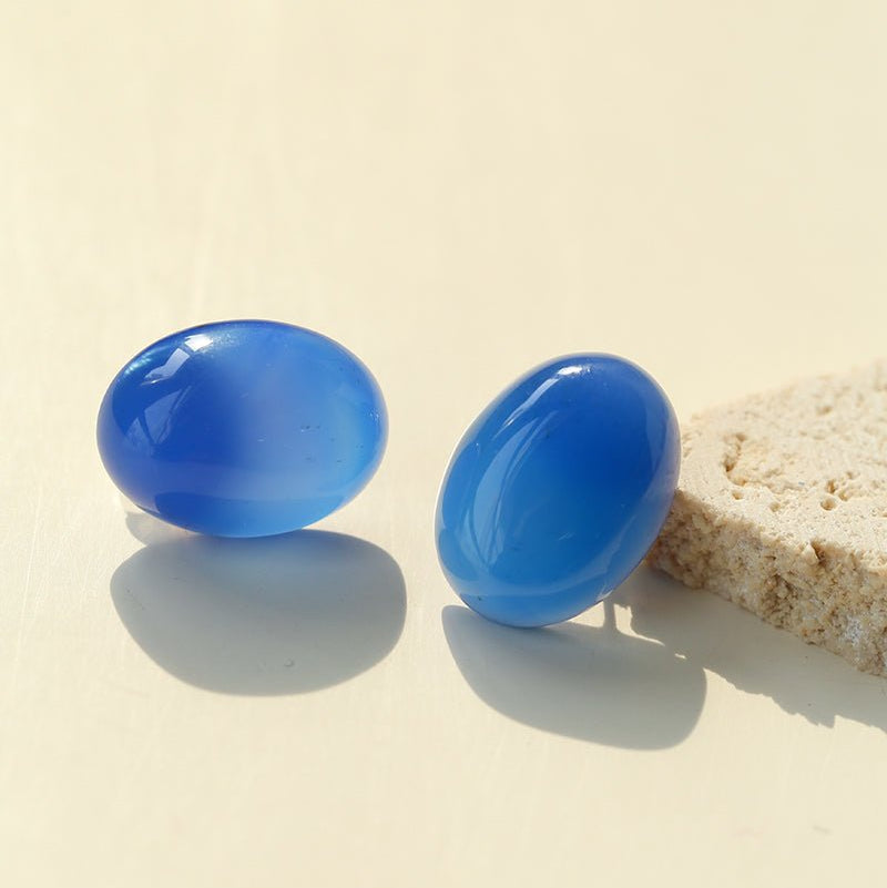 Oval Geometric Agate Stud Earrings - floysun