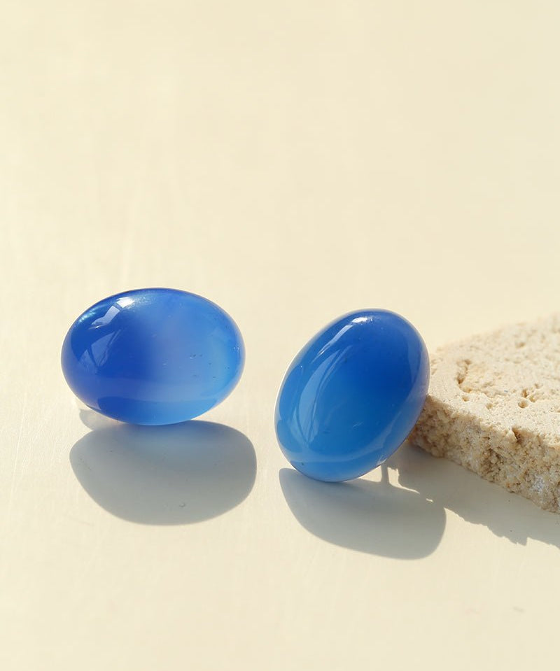 Oval Geometric Agate Stud Earrings - floysun