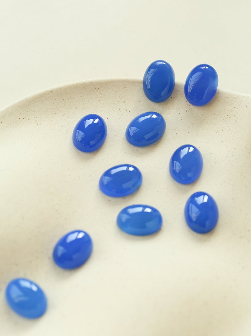 Oval Geometric Agate Stud Earrings - floysun