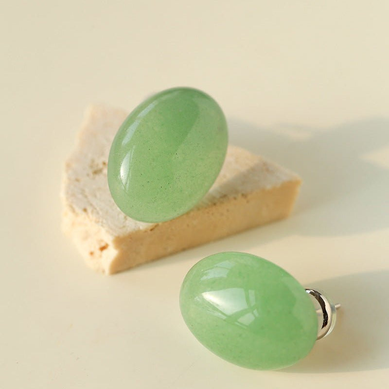 Oval Geometric Agate Stud Earrings - floysun