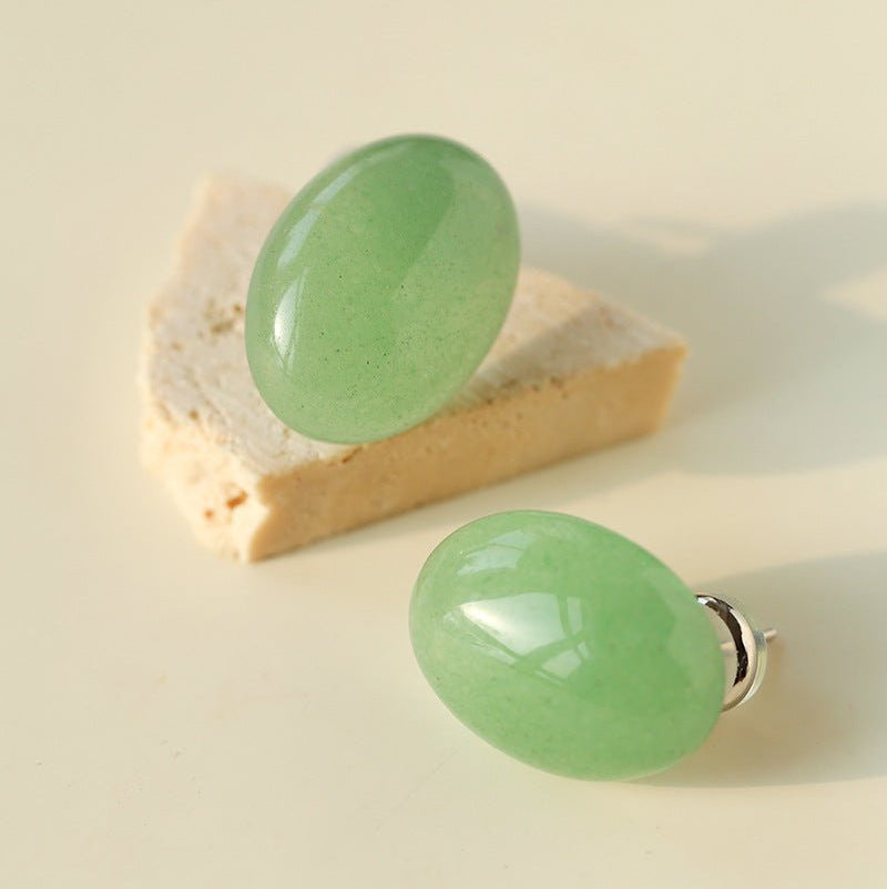 Oval Geometric Agate Stud Earrings - floysun