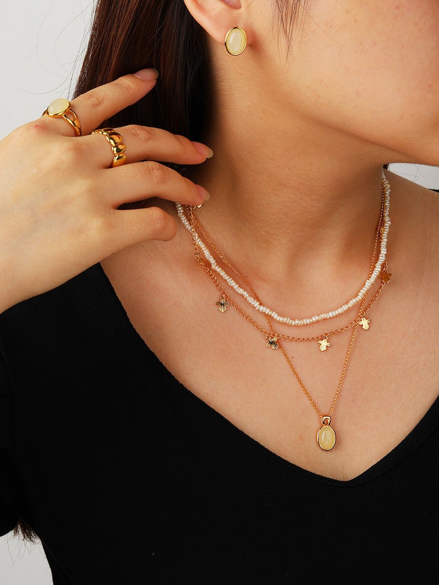 Oval Glass Stud Earrings - floysun