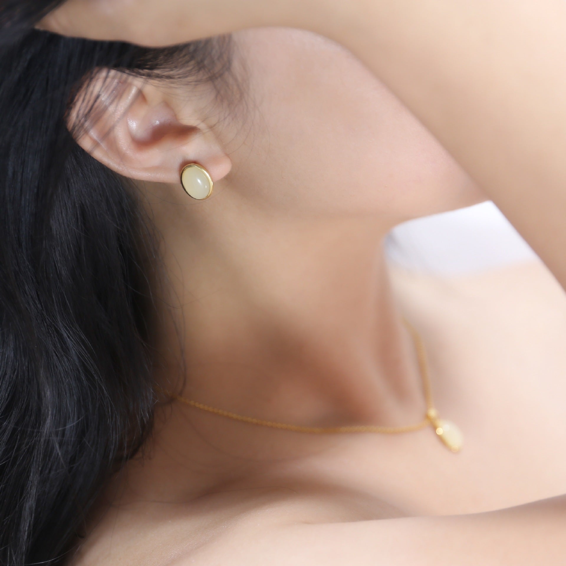 Oval Glass Stud Earrings - floysun