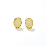 Oval Glass Stud Earrings - floysun