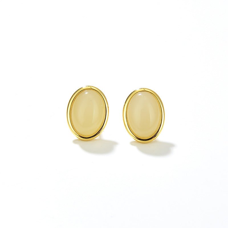 Oval Glass Stud Earrings - floysun