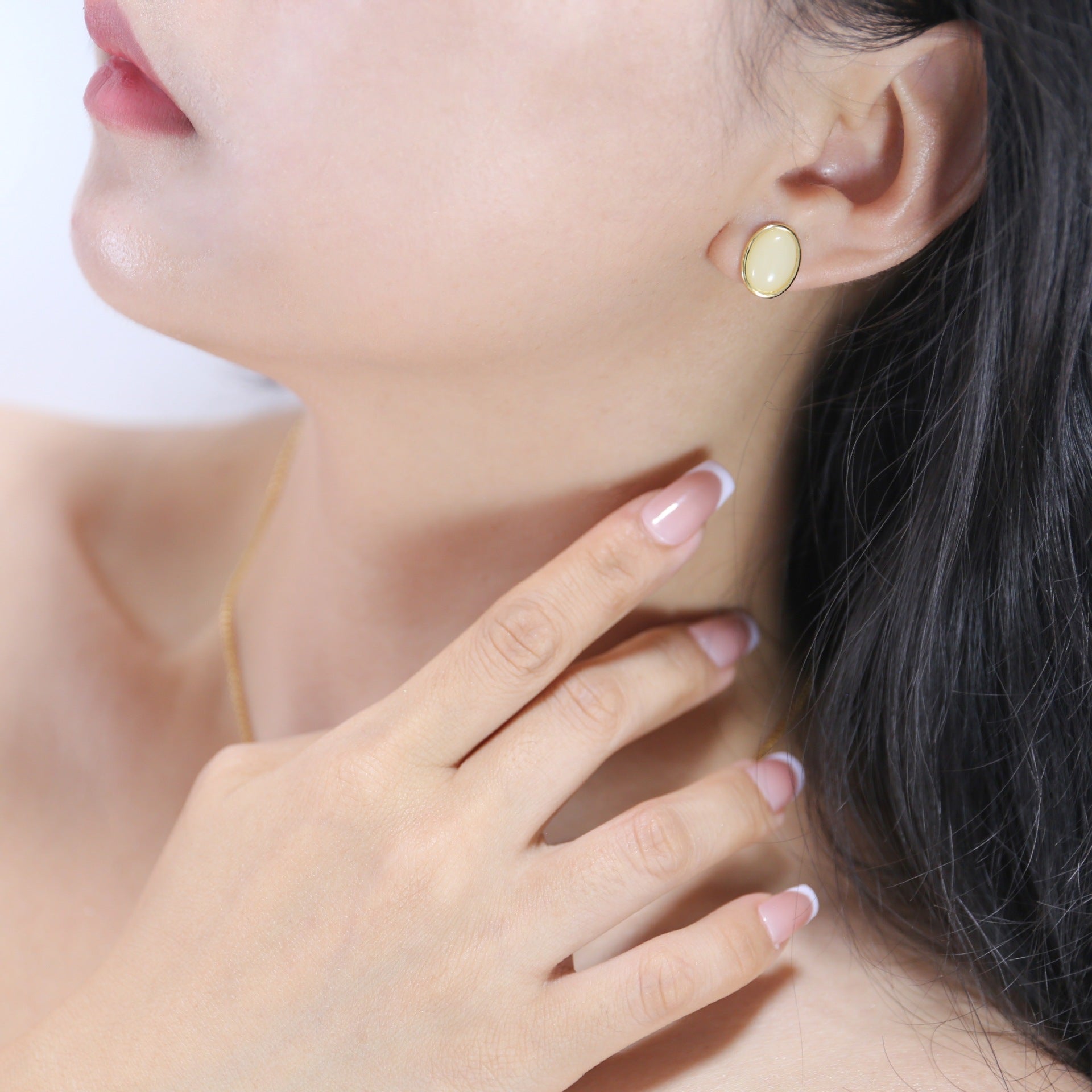 Oval Glass Stud Earrings - floysun