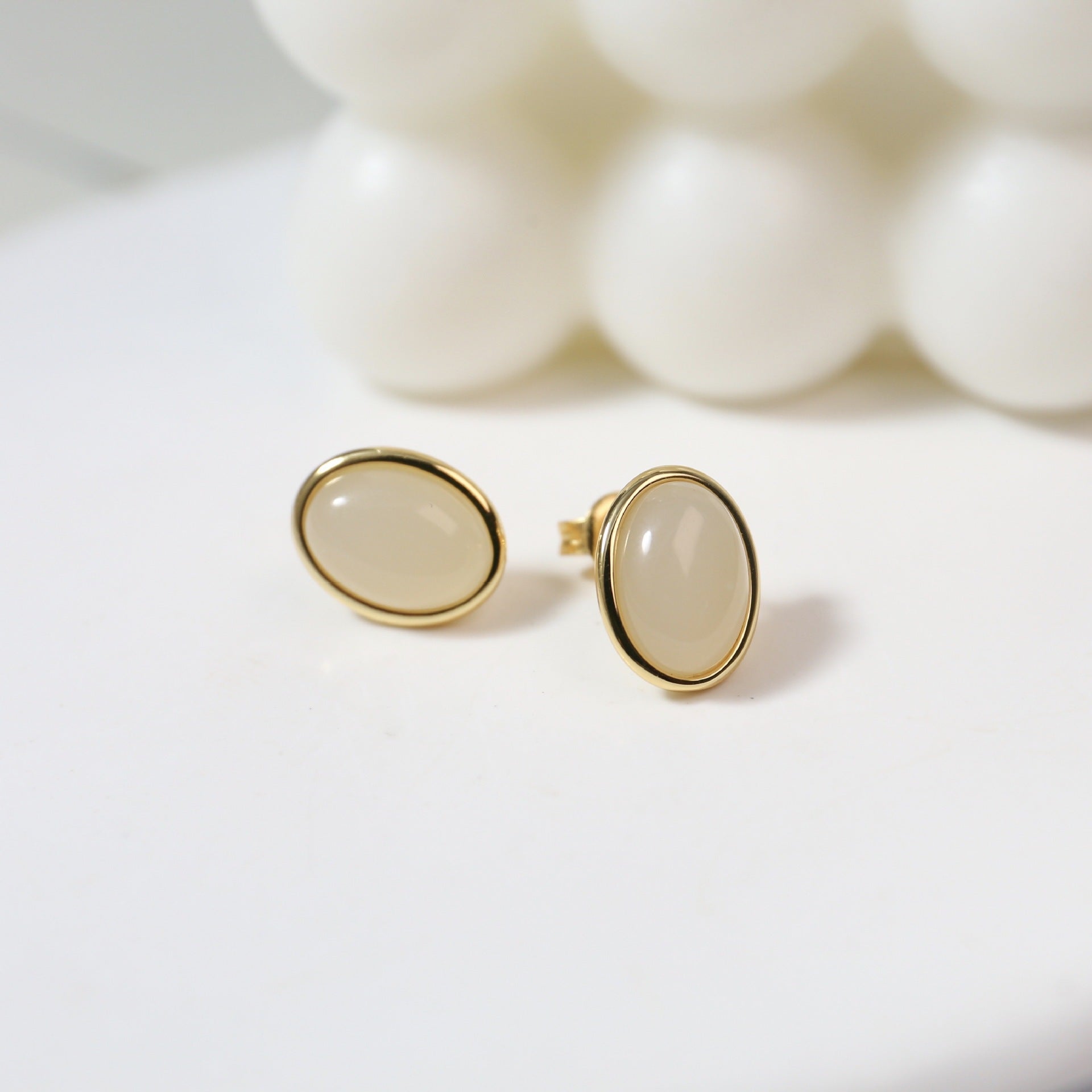Oval Glass Stud Earrings - floysun