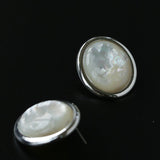 Oval Mother - of - Pearl & Tiger’s Eye Stud Earrings - floysun