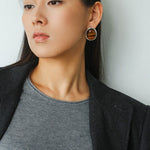 Oval Mother - of - Pearl & Tiger’s Eye Stud Earrings - floysun