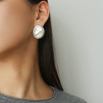 Oval Mother - of - Pearl & Tiger’s Eye Stud Earrings - floysun