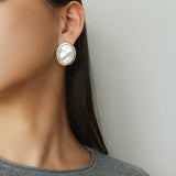 Oval Mother - of - Pearl & Tiger’s Eye Stud Earrings - floysun