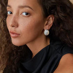 Oval Mother - of - Pearl & Tiger’s Eye Stud Earrings - floysun