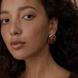 Oval Mother - of - Pearl & Tiger’s Eye Stud Earrings - floysun