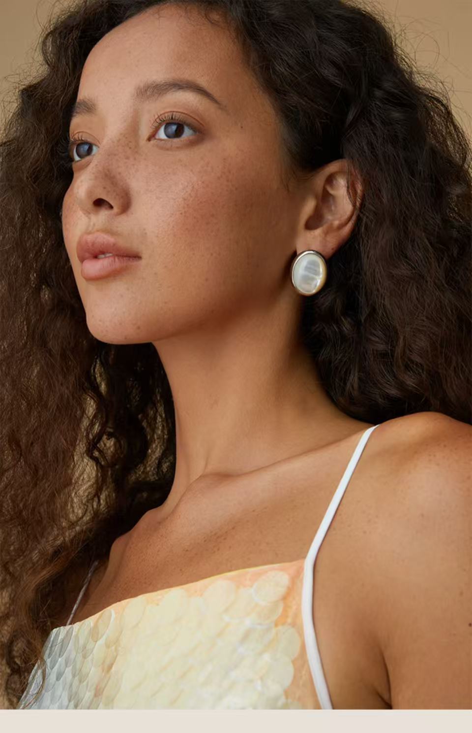 Oval Mother - of - Pearl & Tiger’s Eye Stud Earrings - floysun