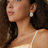 Oval Mother - of - Pearl & Tiger’s Eye Stud Earrings - floysun