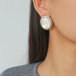 Oval Mother - of - Pearl & Tiger’s Eye Stud Earrings - floysun