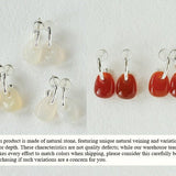 Oval Natural Red Agate And White Agate C-Shaped Earrings - floysun