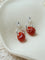 Oval Natural Red Agate And White Agate C-Shaped Earrings - floysun