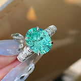 Oval Paraiba Green Tourmaline Ring - floysun