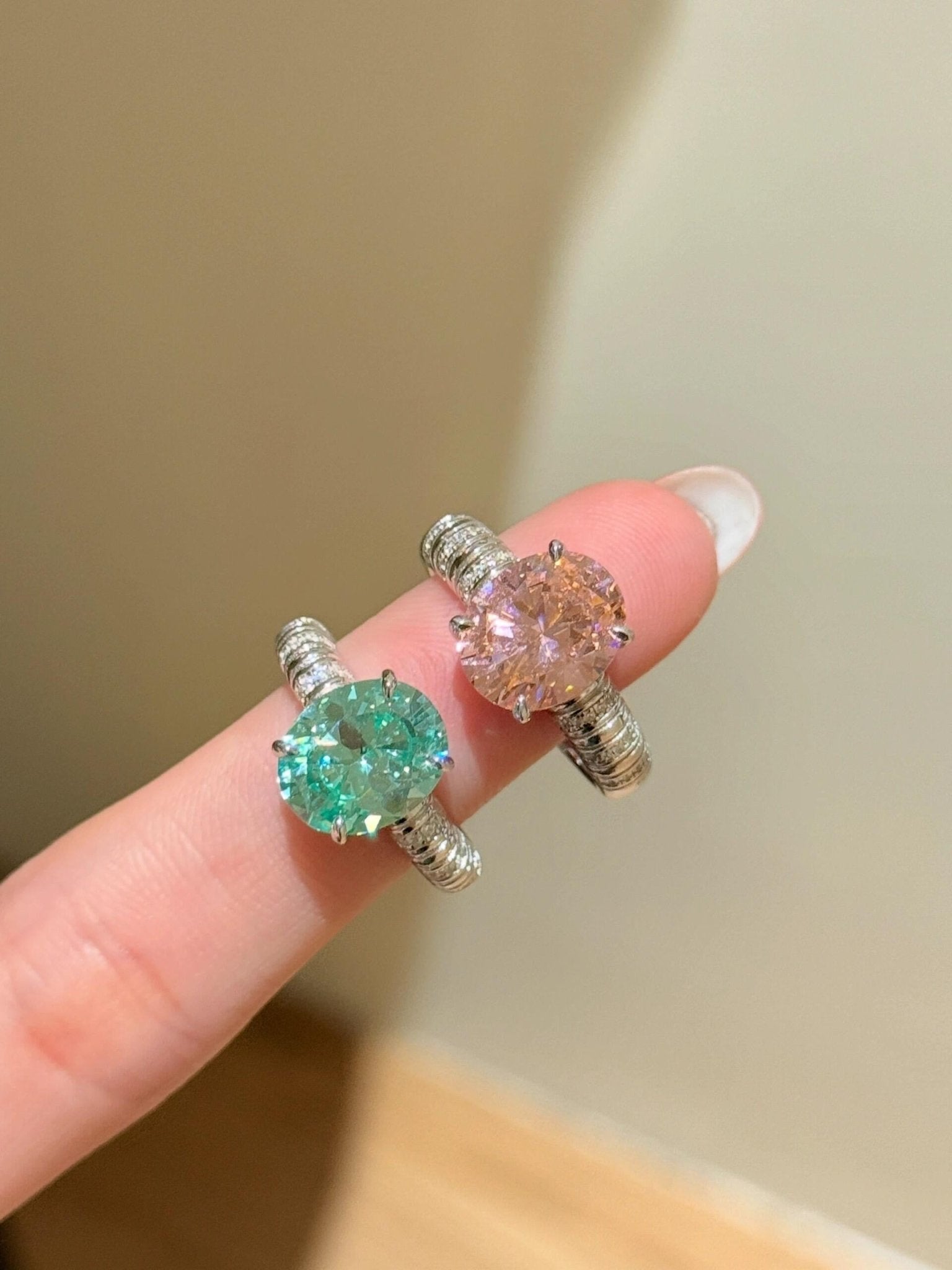 Oval Paraiba Green Tourmaline Ring - floysun