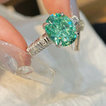 Oval Paraiba Green Tourmaline Ring - floysun