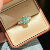 Oval Paraiba Green Tourmaline Ring - floysun