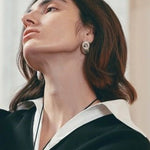 Oval Swirl Black Agate Earrings - floysun