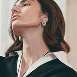 Oval Swirl Black Agate Earrings - floysun