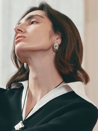 Oval Swirl Black Agate Earrings - floysun