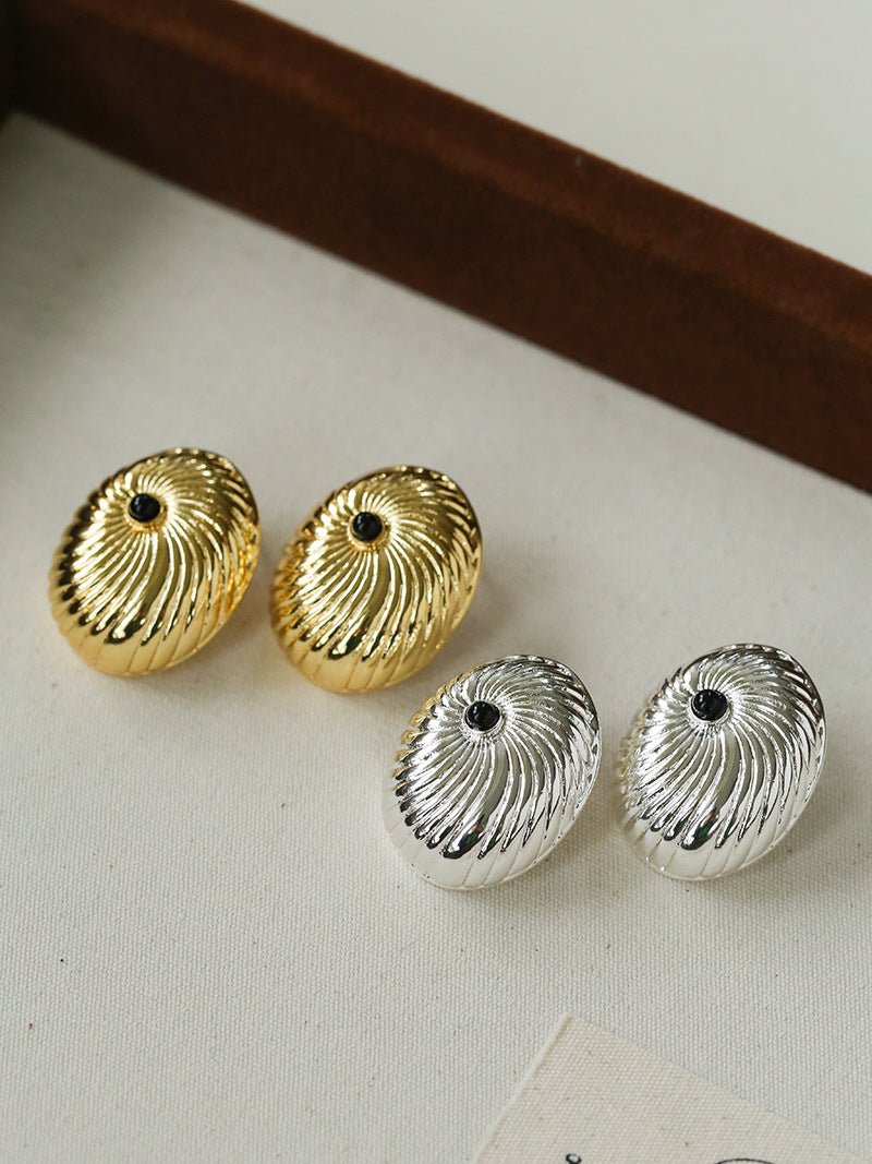 Oval Swirl Black Agate Earrings - floysun