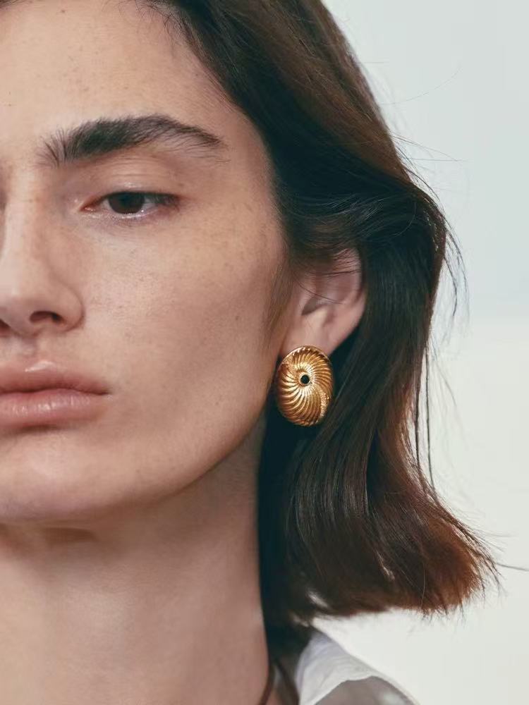 Oval Swirl Black Agate Earrings - floysun