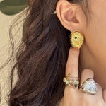 Oval Swirl Black Agate Earrings - floysun