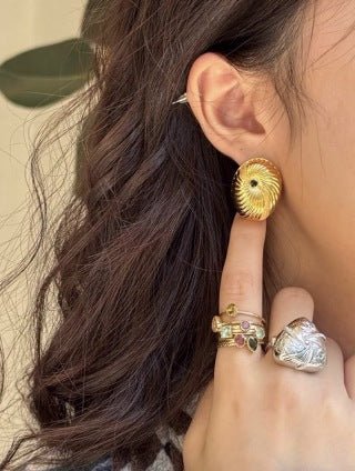 Oval Swirl Black Agate Earrings - floysun