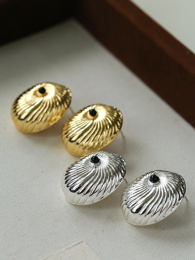 Oval Swirl Black Agate Earrings - floysun