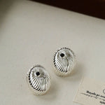 Oval Swirl Black Agate Earrings - floysun