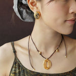 Oval Swirl Black Agate Earrings - floysun