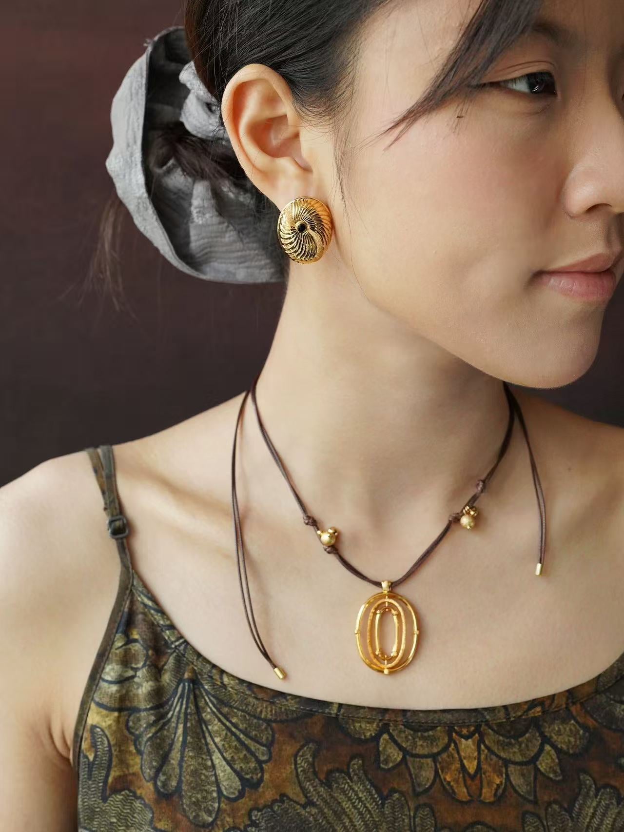 Oval Swirl Black Agate Earrings - floysun