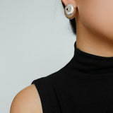 Oval Swirl Black Agate Earrings - floysun