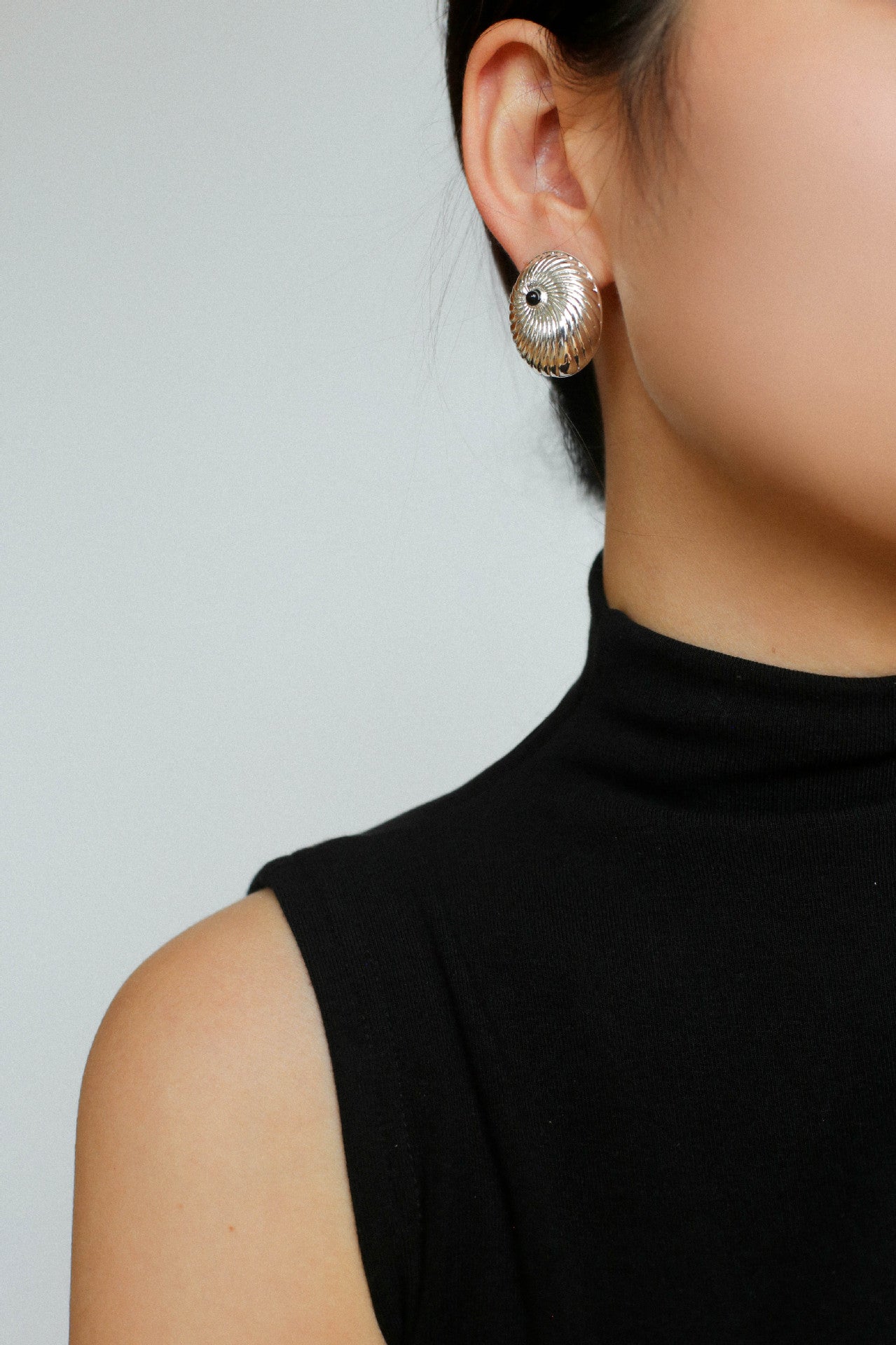 Oval Swirl Black Agate Earrings - floysun