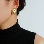 Oval Swirl Black Agate Earrings - floysun