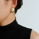 Oval Swirl Black Agate Earrings - floysun