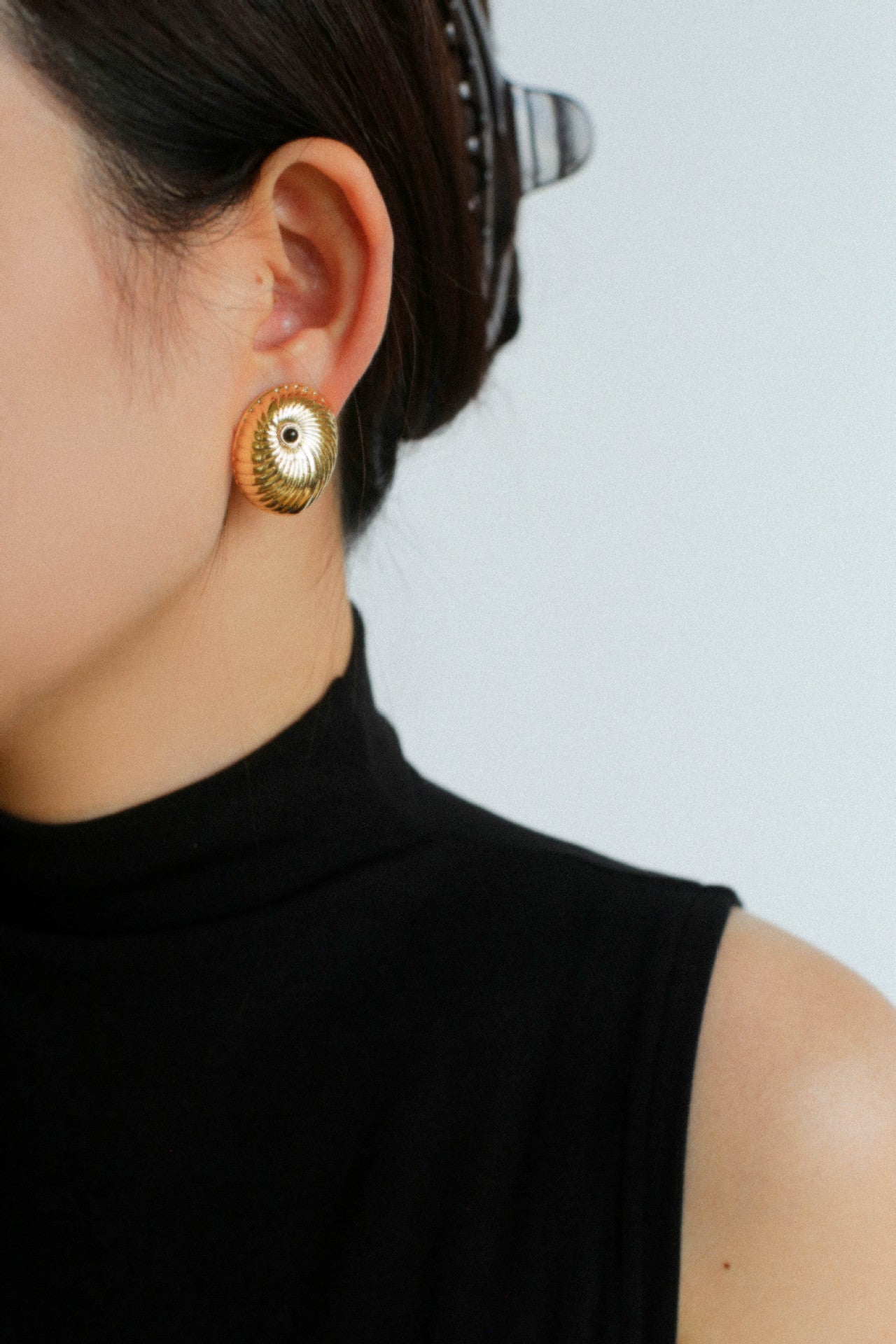 Oval Swirl Black Agate Earrings - floysun