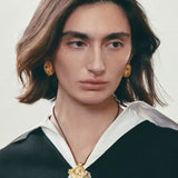 Oval Swirl Black Agate Earrings - floysun