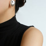 Oval Swirl Black Agate Earrings - floysun