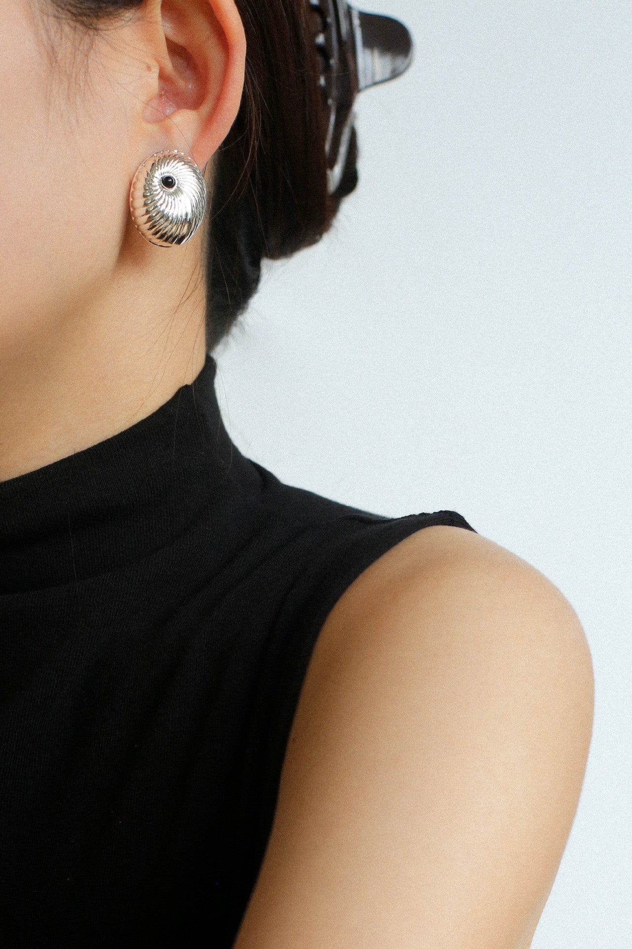 Oval Swirl Black Agate Earrings - floysun